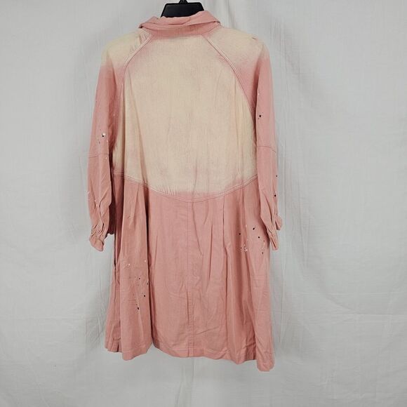 Davi & Dani Ella Denim Paint Splatter Button Down Dress In Pink Women's Sz Med - Picture 6 of 11